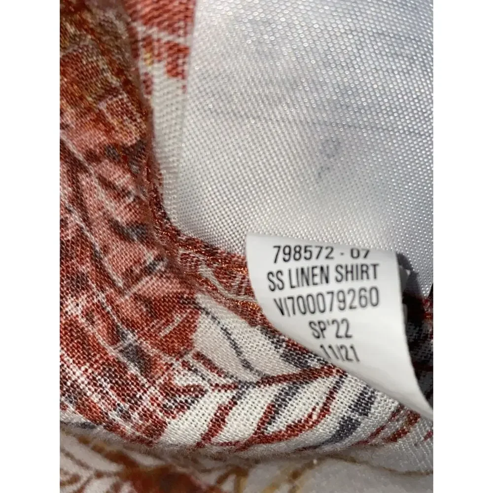 Banana Republic Shirt Mens Large Brown Slim Linen Blend Hawaiian Button Up